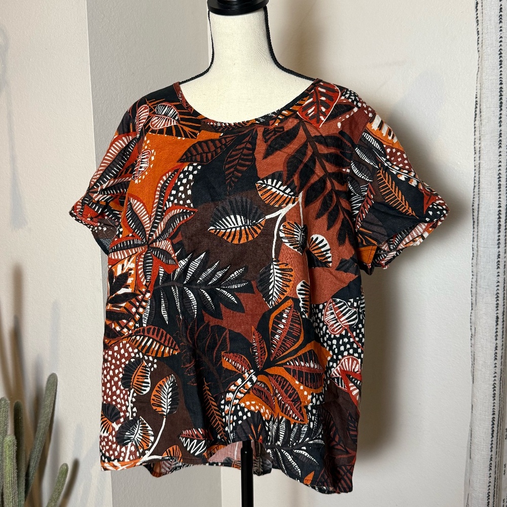 Cynthia Rowley 100% Linen Plus Size Top - 2X